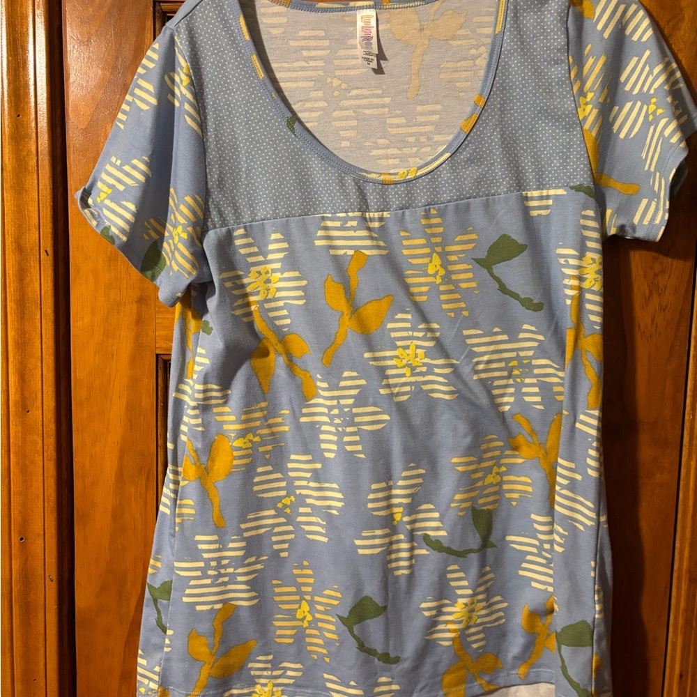 LuLaRoe Floral Tunic in Blue and Yellow